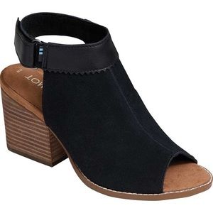 Women's TOMS Grenada Open Toe Bootie Black Suede